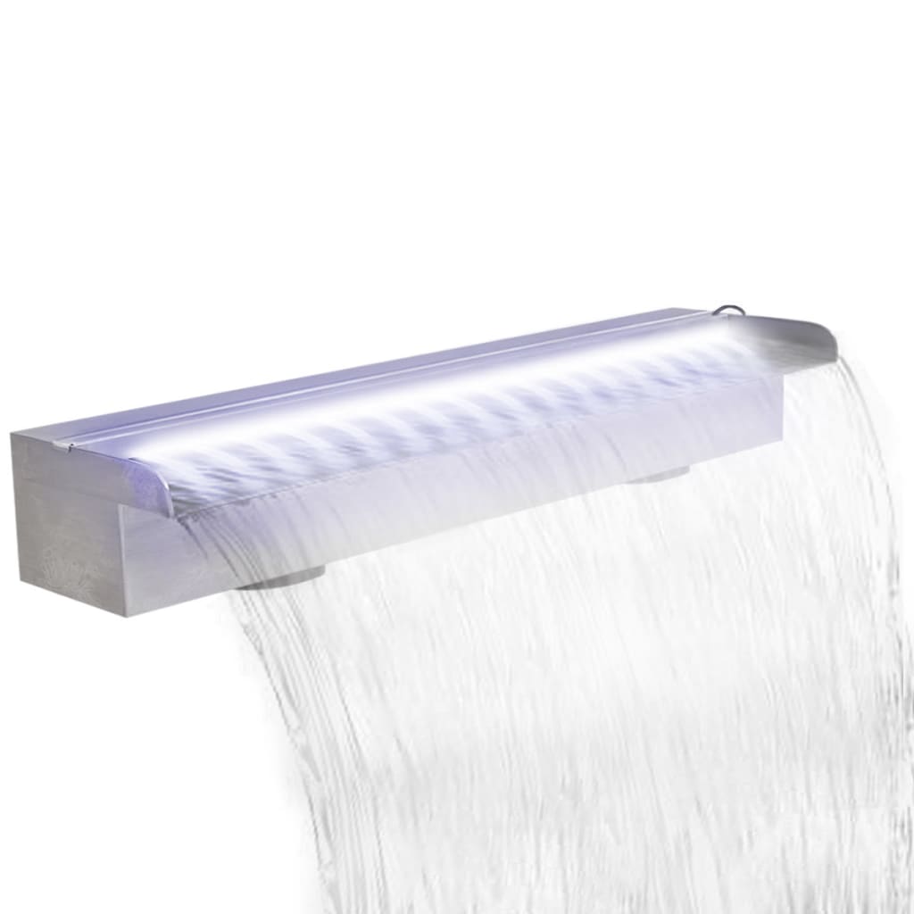Zwembadwaterval 'S Rechthoekig Roestvrij Staal 60 cm met LED