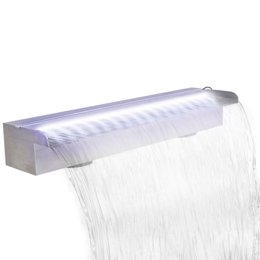 Zwembadwaterval 'S Rechthoekig Roestvrij Staal 60 cm met LED