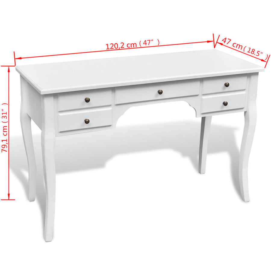 Bureau Met Gebogen Poten En 5 Lades Franse Stijl