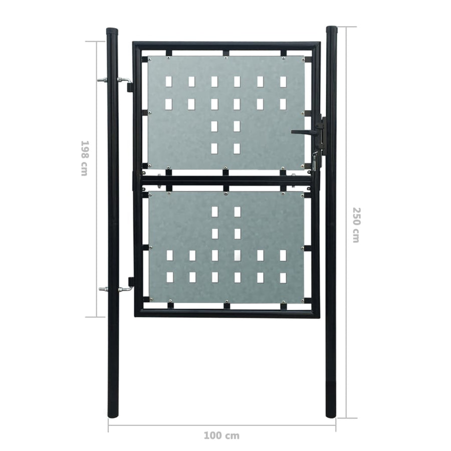 Poort enkel 100x250 cm zwart 100 x 250 cm