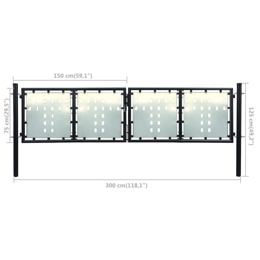 Poort enkel 300x125 cm zwart 300 x 125 cm