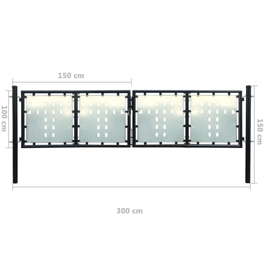 Poort enkel 300x150 cm zwart 300 x 150 cm