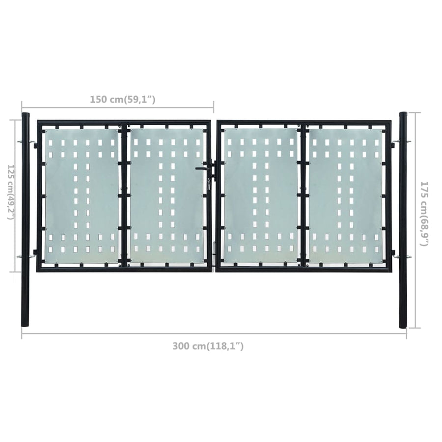 Poort enkel 300x175 cm zwart 300 x 175 cm