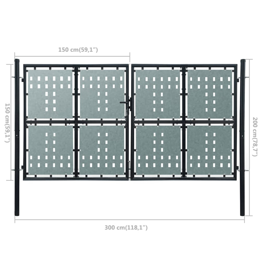 Poort enkel 300x200 cm zwart 300 x 200 cm
