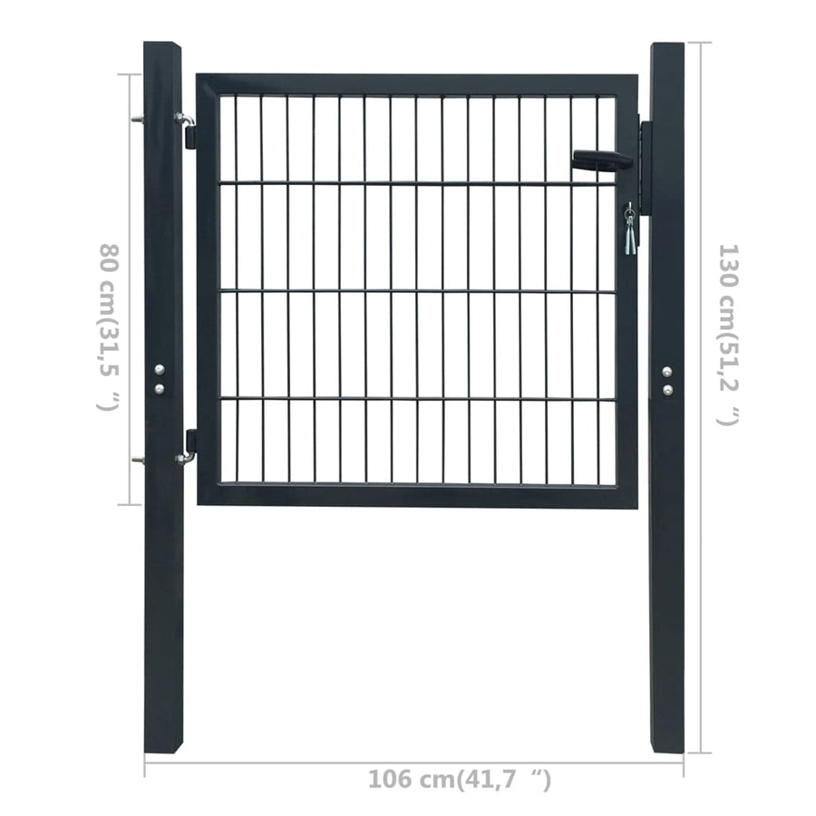 Poort Dubbelstaafmat (Enkel) Antraciet 106 x 130 cm Grijs