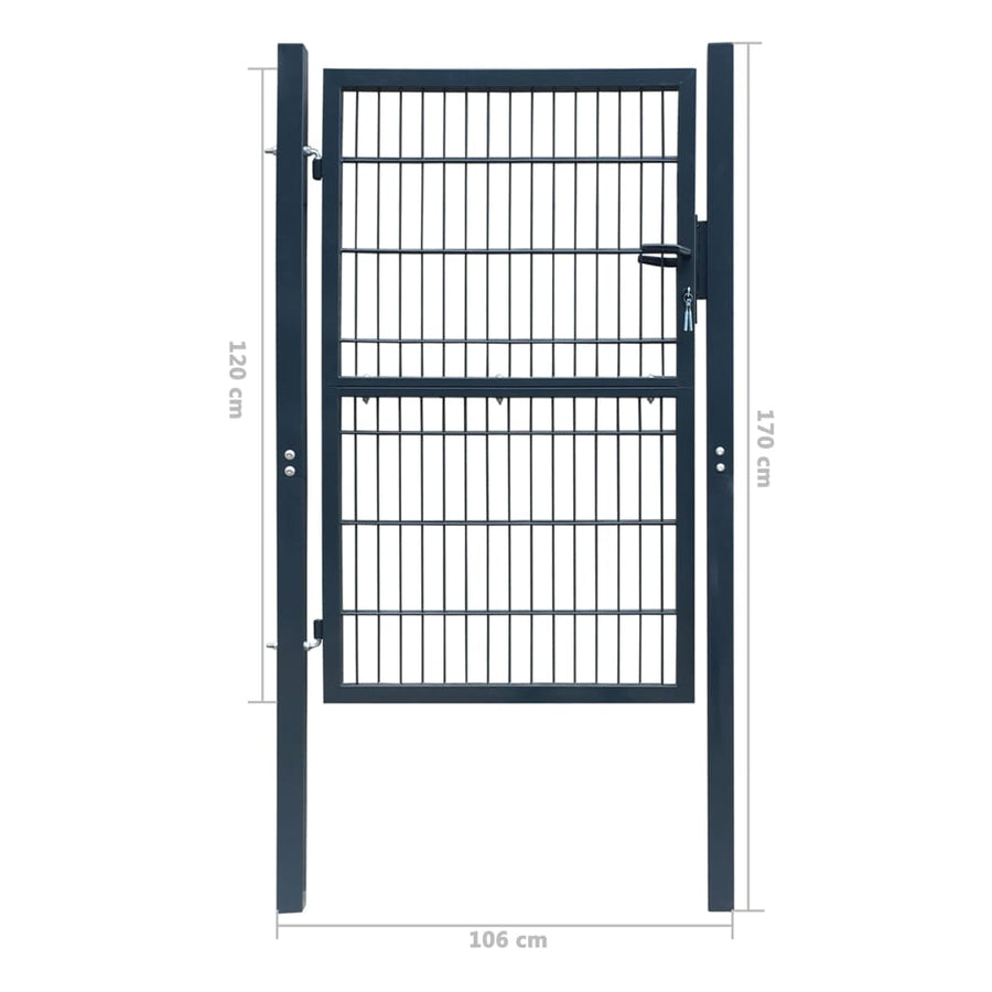 Poort dubbelstaafmat (enkel) 106x170 cm antracietgrijs 106 x 170 cm Grijs
