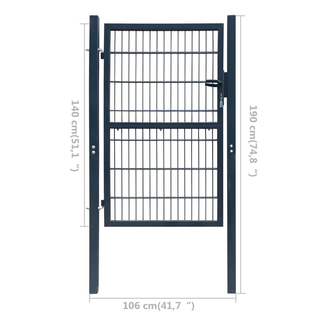 Poort dubbelstaafmat (enkel) 106x190 cm antracietgrijs 106 x 190 cm Grijs