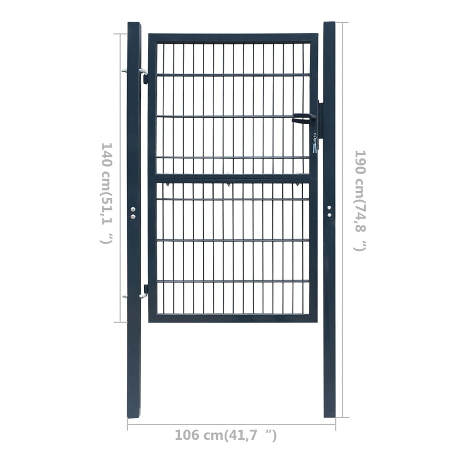 Poort dubbelstaafmat (enkel) 106x190 cm antracietgrijs 106 x 190 cm Grijs