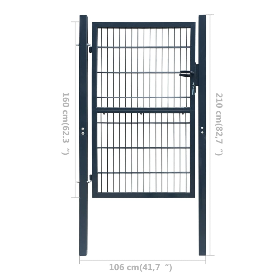 Poort Dubbelstaafmat (Enkel) Antraciet 106 x 210 cm