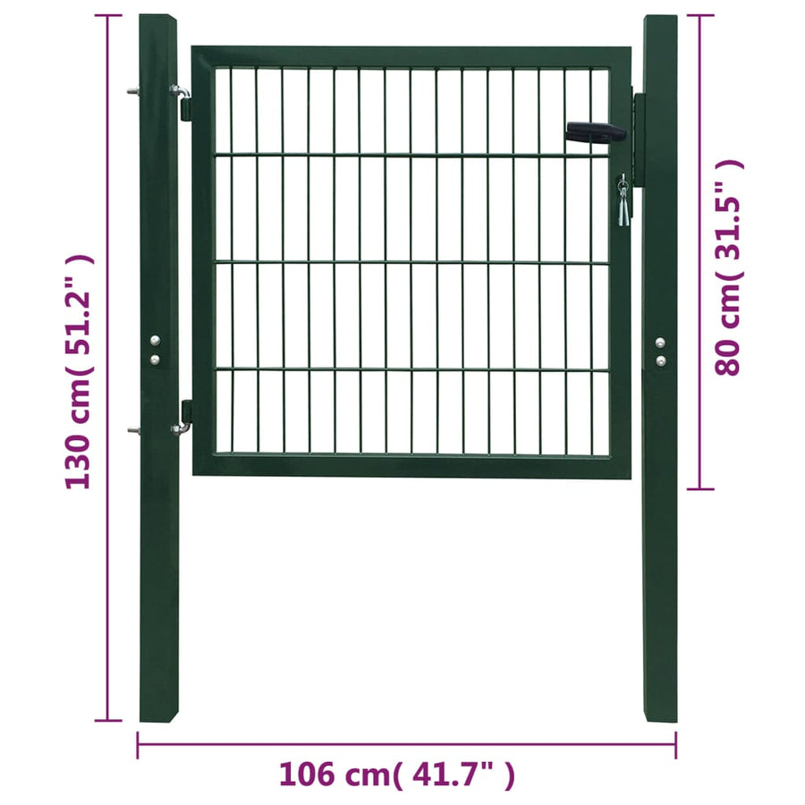 Poort dubbelstaafmat (enkel) 106x130 cm groen 106 x 130 cm Groen