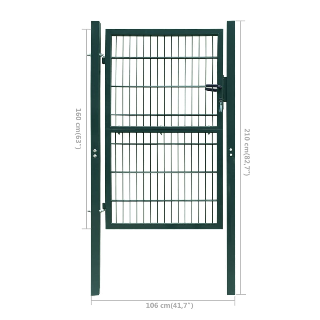 Poort dubbelstaafmat (enkel) 106x210 cm groen 106 x 210 cm Groen