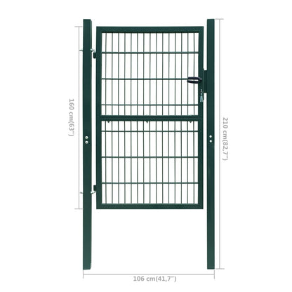 Poort dubbelstaafmat (enkel) 106x210 cm groen 106 x 210 cm Groen