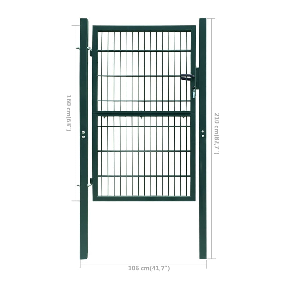 Poort dubbelstaafmat (enkel) 106x210 cm groen 106 x 210 cm Groen