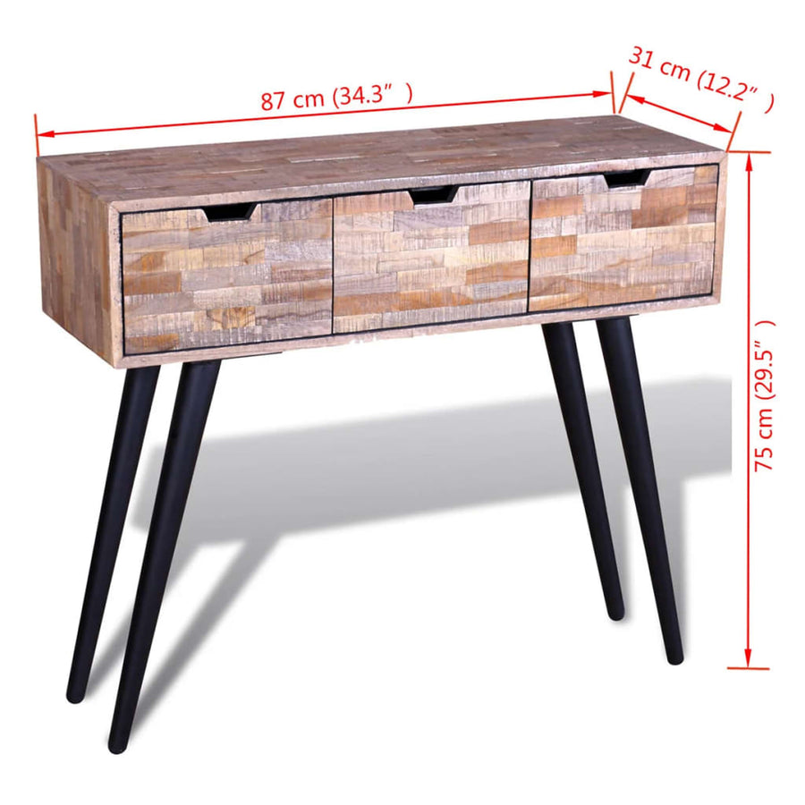 Wandtafel Met 3 Lades Gerecycled Teakhout