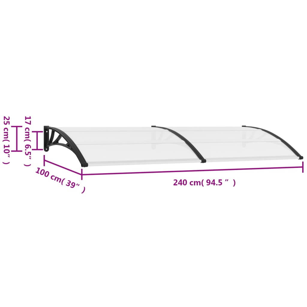 Deurluifel Pc 240 x 100 cm Zwart en transparant