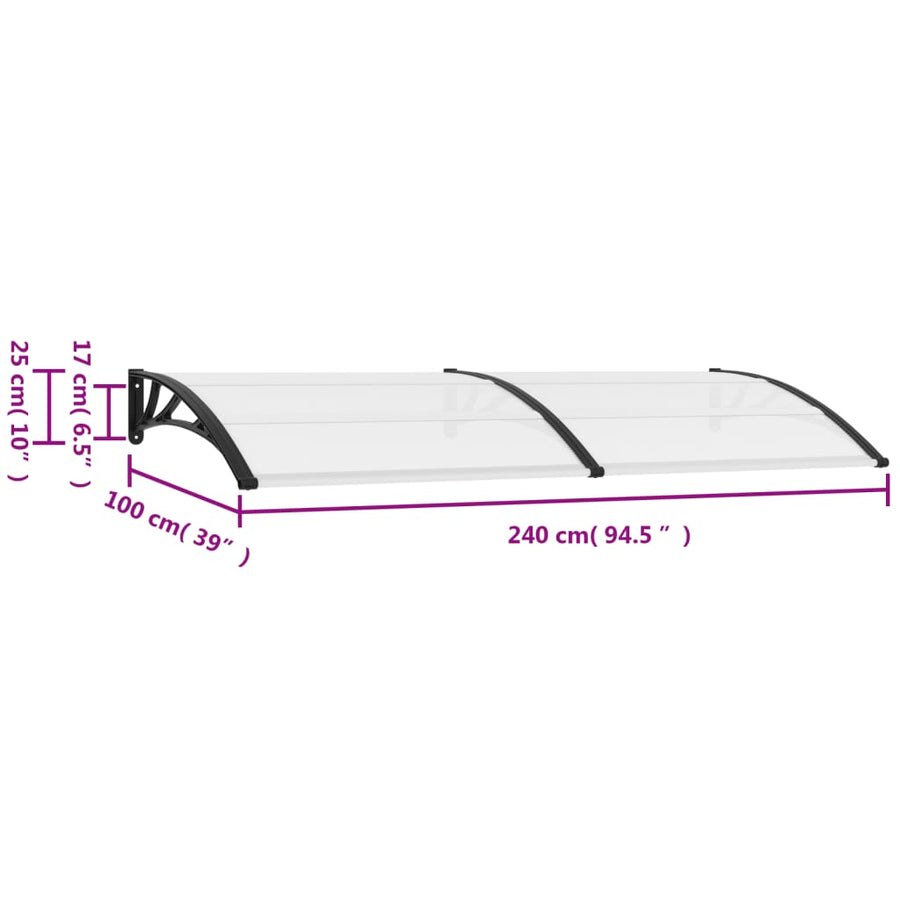 Deurluifel Pc 240 x 100 cm Zwart en transparant