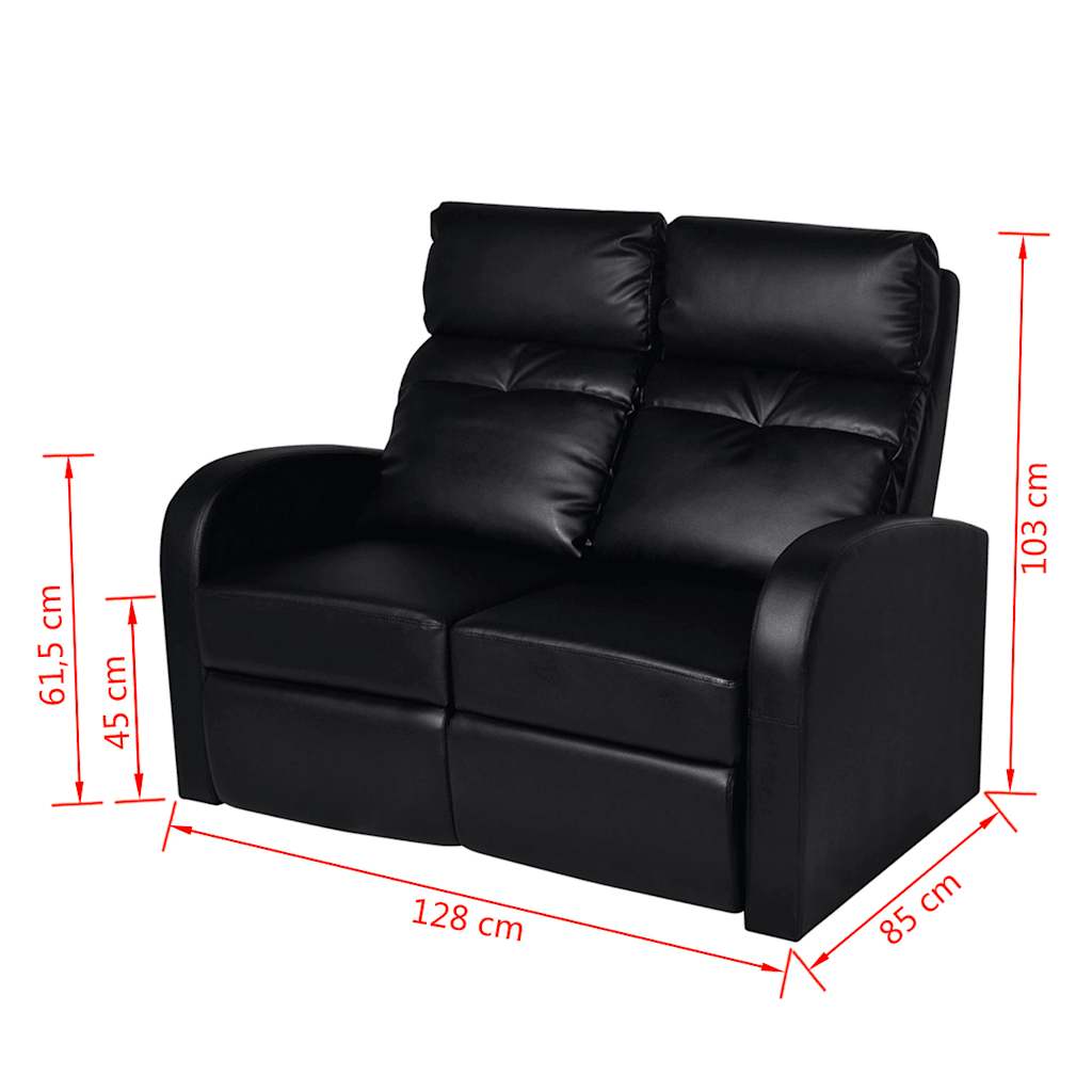 Dubbele Relaxfauteuil Zonder Middenleuning Kunstleer Zwart