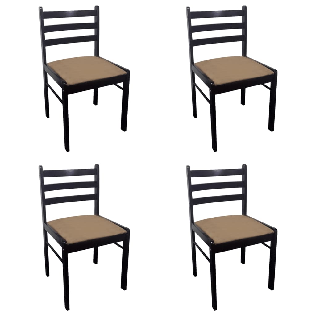 Eetkamerstoelen Massief Rubberwood En Fluweel 4 Bruin