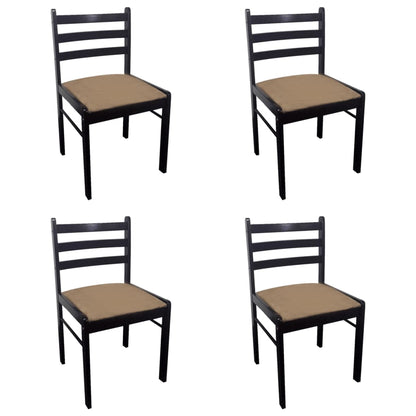 Eetkamerstoelen Massief Rubberwood En Fluweel 4 Bruin