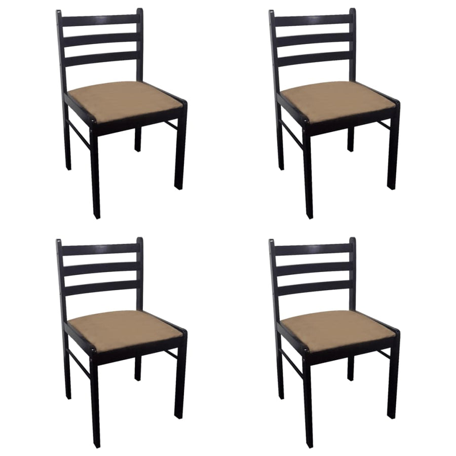 Eetkamerstoelen Massief Rubberwood En Fluweel 4 Bruin