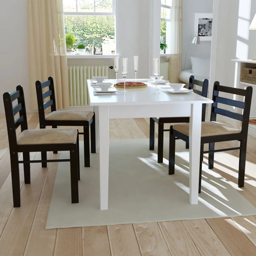 Eetkamerstoelen Massief Rubberwood En Fluweel 4 Bruin