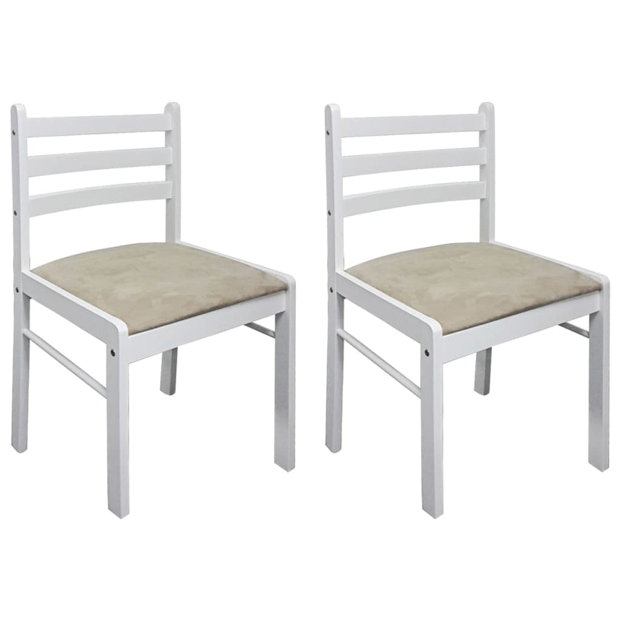 Eetkamerstoelen Massief Rubberwood En Fluweel 2 Wit