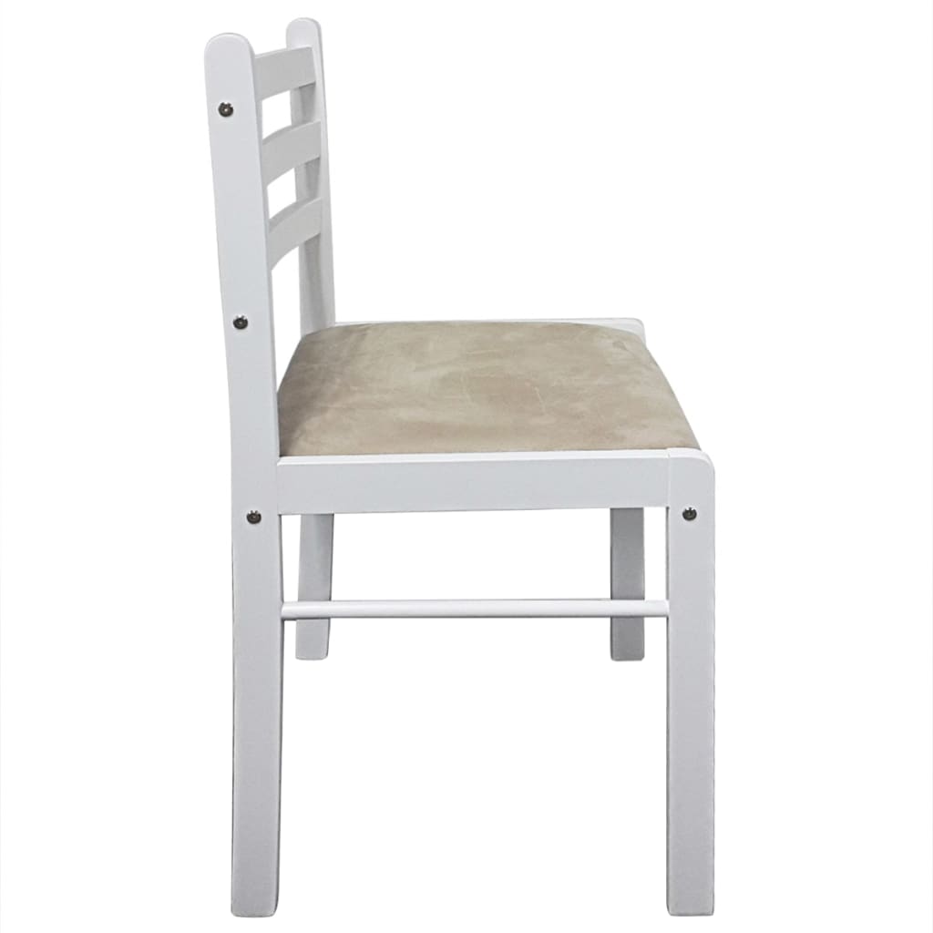 Eetkamerstoelen Massief Rubberwood En Fluweel 2 Wit