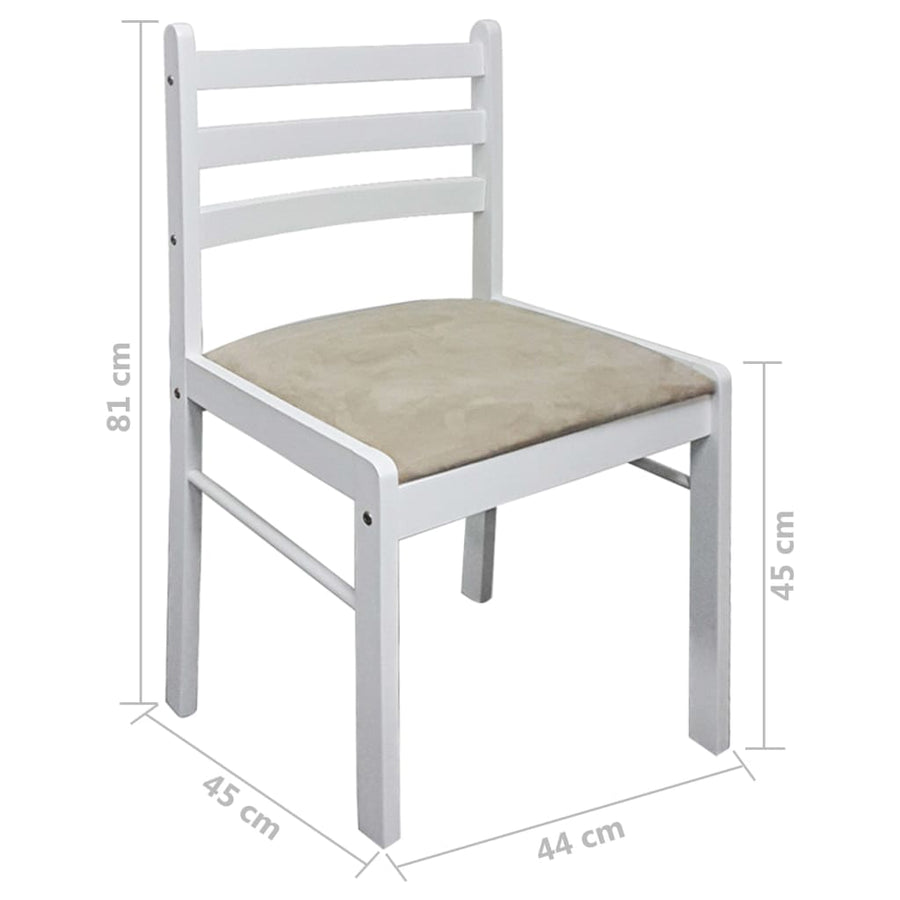Eetkamerstoelen Massief Rubberwood En Fluweel 2 Wit