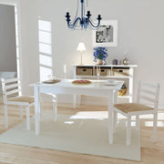 Eetkamerstoelen 2 st massief rubberwood wit