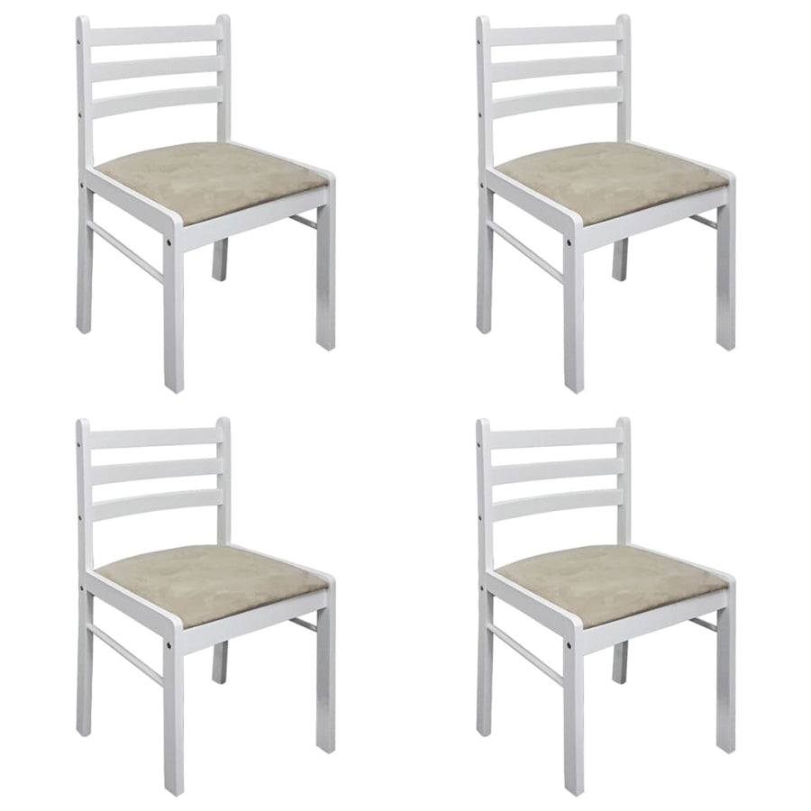 Eetkamerstoelen Massief Rubberwood En Fluweel 4 Wit