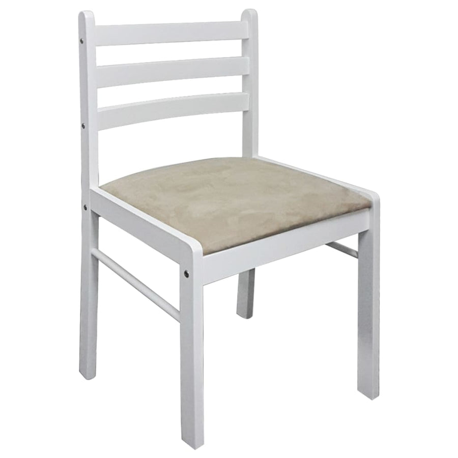 Eetkamerstoelen Massief Rubberwood En Fluweel 4 Wit