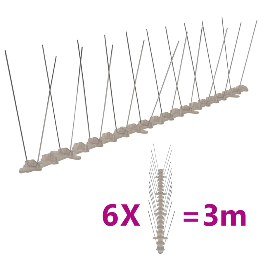 Vogel- En Duivenpinnen Met 6 St Kunststof 2 rijen 3 m