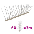 Bird and pigeon spikes with 4 rows, 6 pieces, 3 m plastic
