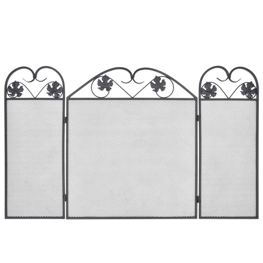Haardscherm 3 Panelen Ijzer Zwart