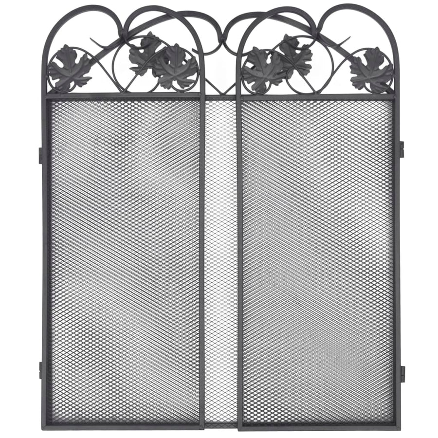 Haardscherm 3 Panelen Ijzer Zwart