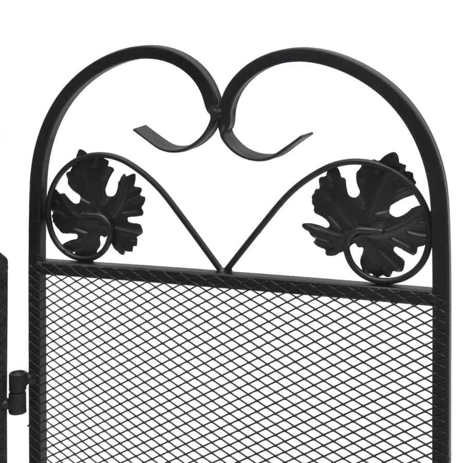 Haardscherm 3 Panelen Ijzer Zwart