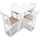 Bar table and 4 bar stools set wood white