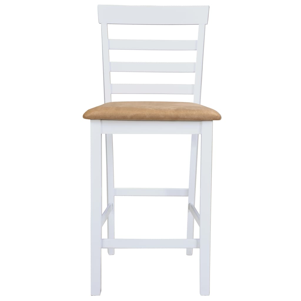 Bartafel en 4 barstoelen set hout wit