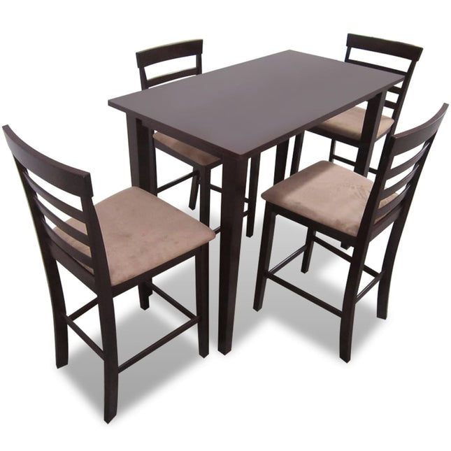 Bartafel Met 4 Barstoelen Set Hout Bruin 5