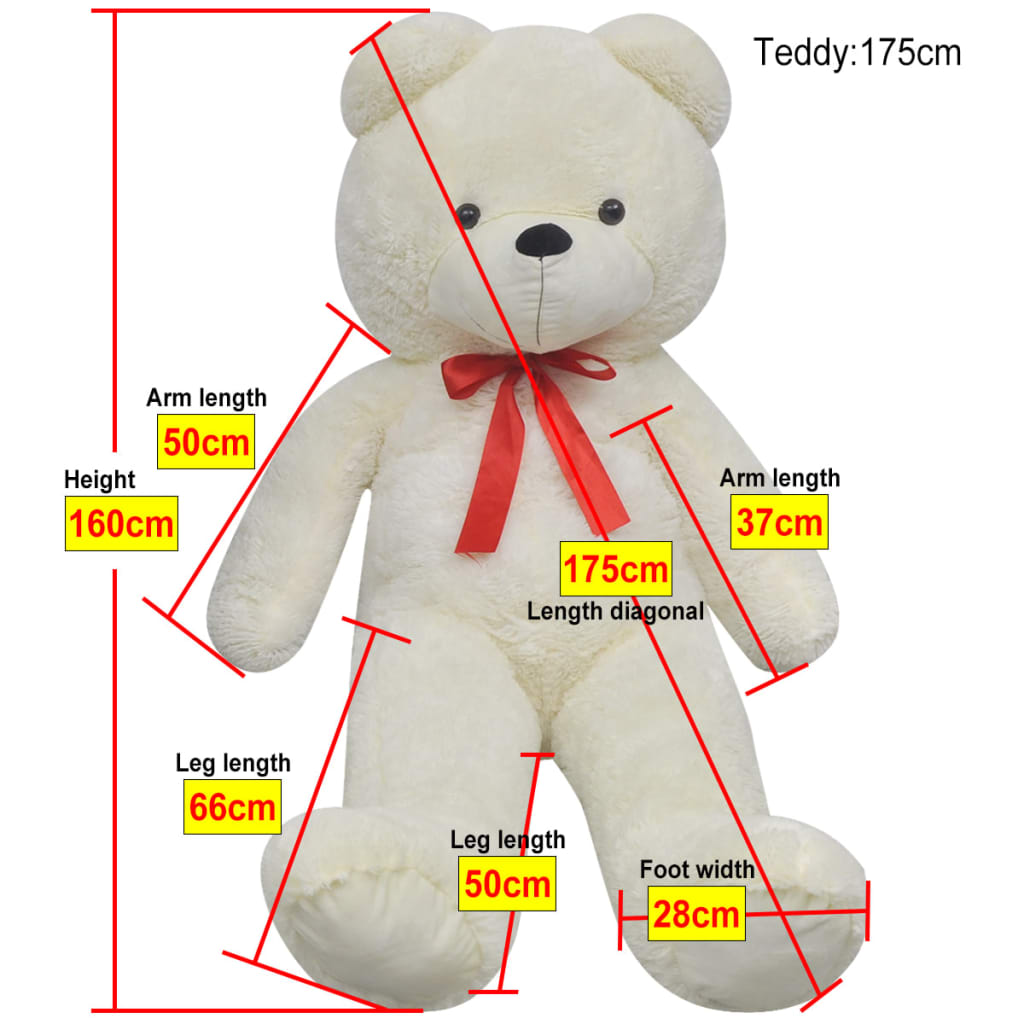 Teddybeer Xxl 160 Cm Zacht Pluche Wit