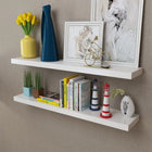 Wall shelves MDF floating for books/DVD white 2 pcs