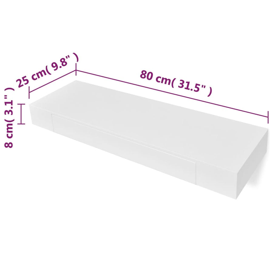 Wandschap Met Lade Zwevend Mdf 1 80 cm
