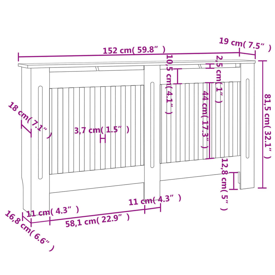 Radiatorombouw 52 Cm Mdf 1 152 x 19 x 81.5 cm Wit