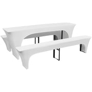 Biertafel bank hoes 225x50x80 cm wit 3 st