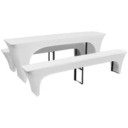 Biertafel bank hoezen stretch wit 3 stuks 220x70x80 cm