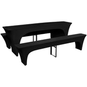 Biertafel en bank hoezen set 3 stuks zwart stretch