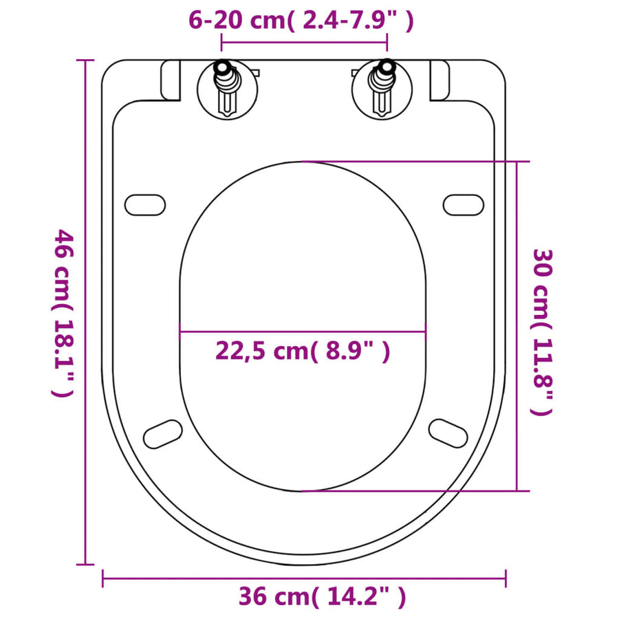 Toiletbril Soft-Close Met Quick-Release Ontwerp Vierkant 46 x 36 cm(60 - 200 mm) Wit