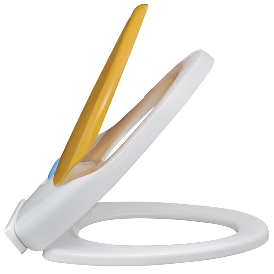 Toiletbril Voor Volwassenen/Kinderen Soft-Close Wit En Geel