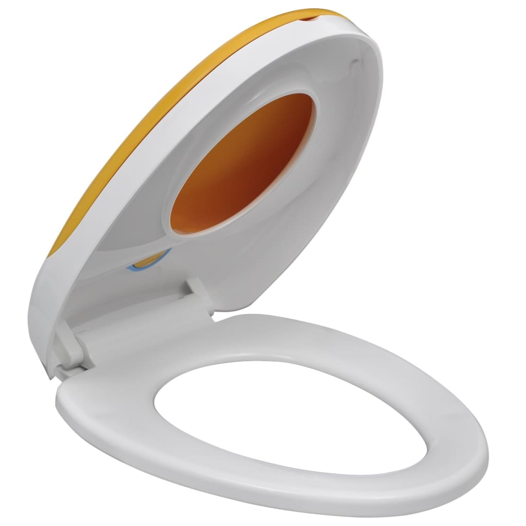 Toiletbril Voor Volwassenen/Kinderen Soft-Close Wit En Geel