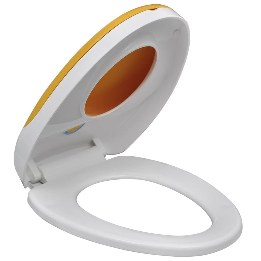 Toiletbril Voor Volwassenen/Kinderen Soft-Close Wit En Geel
